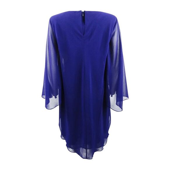 Lauren by Ralph Lauren Women's Cape-Overlay Chiffon Dress - Blue - Picture 2 of 2